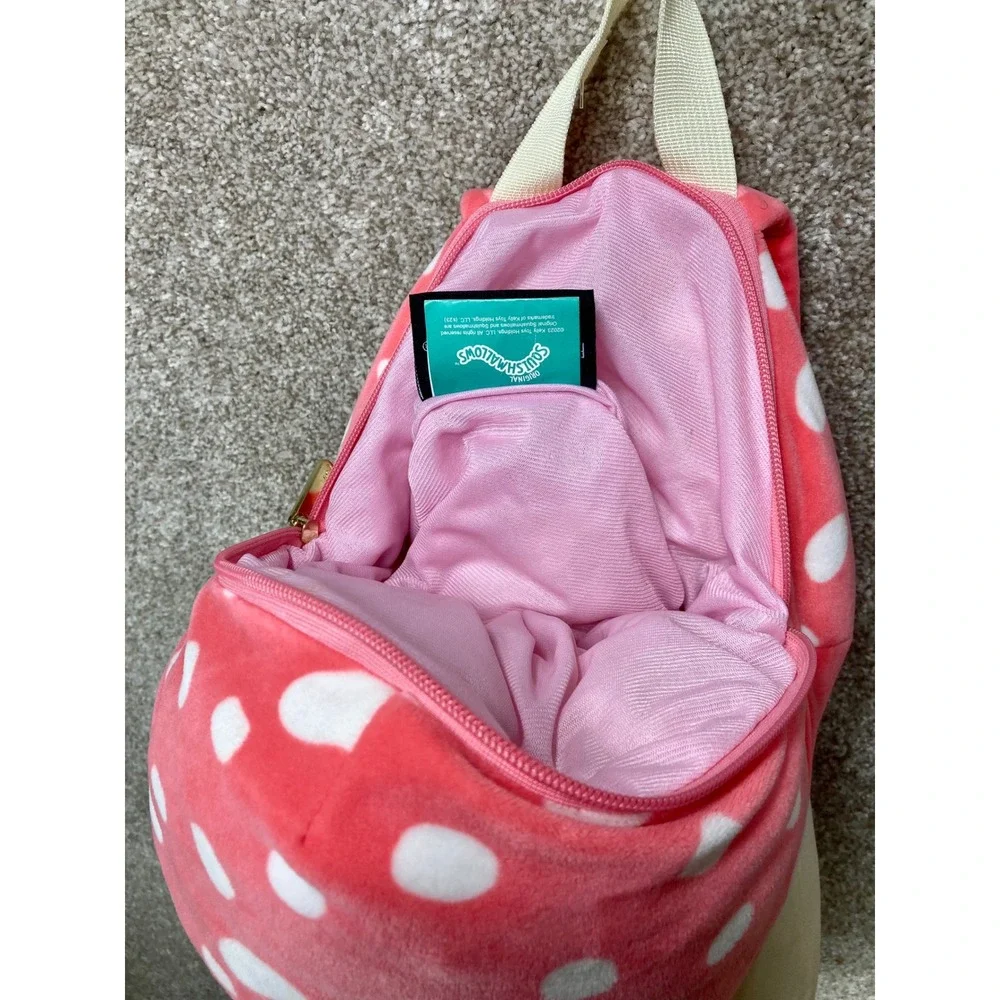 Squishmallows Malcolm the Mushroom Plush Backpack Red White Novelty Plushie Bag